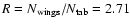 $R=N_{\rm wings}/N_{\rm tab}=2.71$