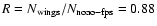 $R=N_{\rm wings}/N_{\rm noao-fps}=0.88$