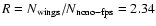 $R=N_{\rm wings}/N_{\rm noao-fps}=2.34$