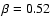 $\beta = 0.52$