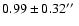 $0.99 \pm 0.32\hbox{$^{\prime\prime}$ }$