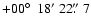 $+00\hbox{$^\circ$ }~18'~22\hbox{$.\!\!^{\prime\prime}$ }7$