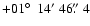 $+01\hbox{$^\circ$ }~14'~46\hbox{$.\!\!^{\prime\prime}$ }4$
