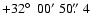 $+32\hbox{$^\circ$ }~00'~50\hbox{$.\!\!^{\prime\prime}$ }4$
