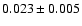 $0.023\pm 0.005 $