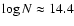 $\log N \approx 14.4$