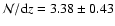 $\mathcal{N}/{\rm d}z = 3.38 \pm 0.43$