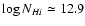 $\log N_{H {\sc i}} \simeq 12.9$
