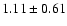$ 1.11 \pm 0.61$