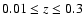 $0.01 \leq z \leq
0.3$