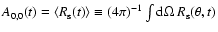 $A_{0,0}(t) =
\left\langle R_{{\rm s}}(t)\right\rangle \equiv (4\pi)^{-1}
\int{{\rm d}}\Omega~R_{\rm s}(\theta,t)$