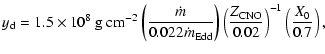 $\displaystyle y_{\rm d} = 1.5\times 10^8\ {\rm g\ cm^{-2}}
\left({\dot m\over
0...
...d}}\right)\left({Z_{\rm CNO}\over
0.02}\right)^{-1}\left({X_0\over 0.7}\right),$