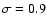 $\sigma=0.9$
