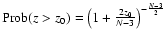 ${\rm Prob}(z>z_{0})=\left(1+\frac{2z_{0}}{N-3}\right)^{-\frac{N-3}{2}}$
