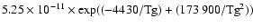 $5.25\times 10^{-11}\times \exp((-4430/{\rm Tg})+(173~900/{\rm Tg}^2))$