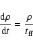 \begin{displaymath}\displaystyle\frac{\rm d\rho}{{\rm d}t}=\displaystyle\frac{\rho}{t_{\rm ff}}
\end{displaymath}