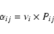 \begin{displaymath}\alpha_{ij}=\nu_i \times P_{ij}
\end{displaymath}