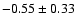 $-0.55\pm0.33$