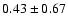 $0.43\pm0.67$