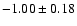 $-1.00\pm0.18$