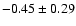 $-0.45\pm0.29$