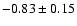 $-0.83\pm0.15$