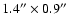 $1.4'' \times 0.9''$