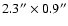 $2.3'' \times 0.9''$