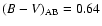 $(B-V)_{\rm AB}= 0.64$
