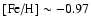$\mbox{[Fe/H]}\sim -0.97$