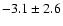 $-3.1\pm2.6$