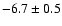 $ -6.7\pm 0.5$
