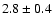 $ 2.8\pm 0.4$