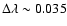 $\Delta \lambda \sim 0.035$