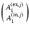 $\displaystyle \left(\begin{array}{c} A^{({\rm ex},j)}_1 \\  A^{({\rm in},j)}_1 \end{array}\right)$