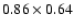 $ 0.86\times0.64$
