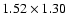 $1.52 \times 1.30$