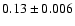 $0.13\pm0.006$