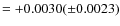 $=+0.0030
(\pm0.0023)$