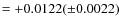 $=+0.0122 (\pm0.0022)$