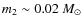 $m_2\sim0.02~M_{\odot}$