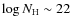 $\log N_{\rm H} \sim 22$