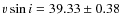 $v\sin i=39.33\pm0.38$