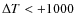 $\Delta T<+1000$