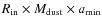 $R_{\rm in}\times M_{\rm dust}\times a_{\rm min}$