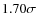 $1.70\sigma$