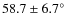 $\rm 58.7 \pm
6.7^\circ$