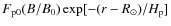 $F_{\rm p0}(B/B_0)\exp[-(r-R_\odot)/H_{\rm p}]$