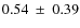 $0.54~\pm~0.39$