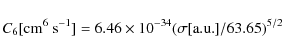 \begin{displaymath}C_6[{\rm cm}^6~{\rm s}^{-1}] = 6.46 \times 10^{-34} (\sigma[{\rm a.u.}]/63.65)^{5/2}
\end{displaymath}